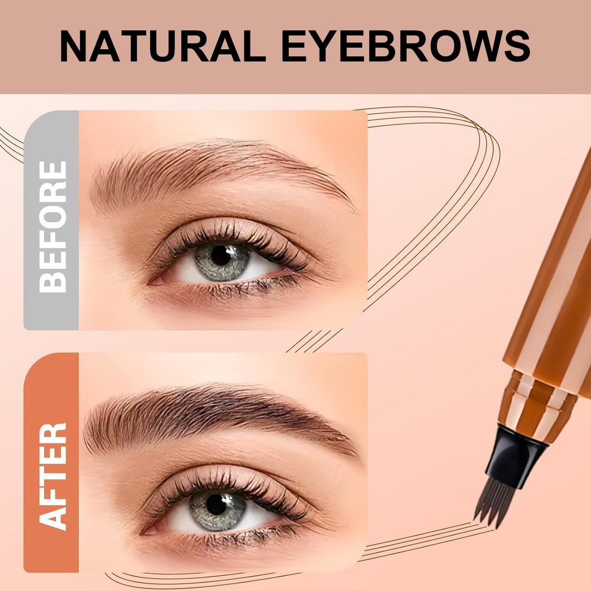 Generic four-tipped 3D brow pencil for detailed shaping and natural texture