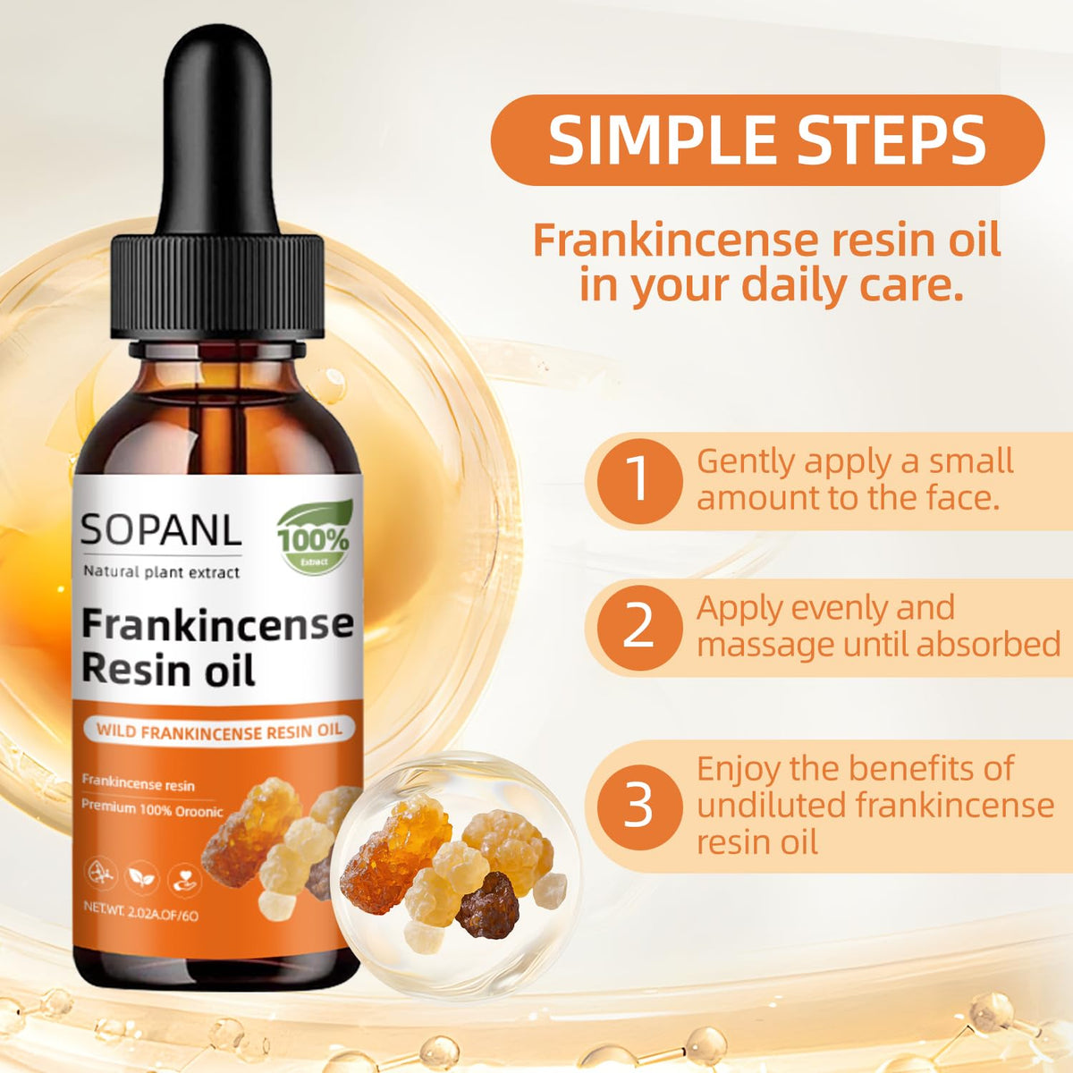 Generic Frankincense Resin Oil dropper, easy daily use for soothing, hydrating skincare.