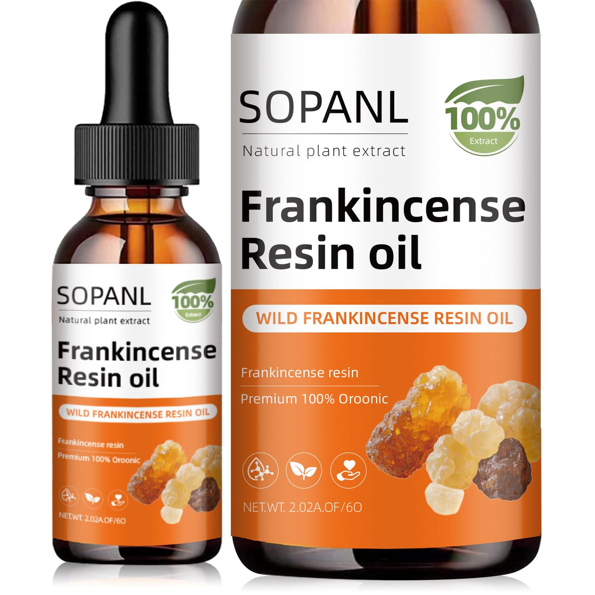 Generic Frankincense Resin Oil on a face bottle, delivering light hydration for all skin types.