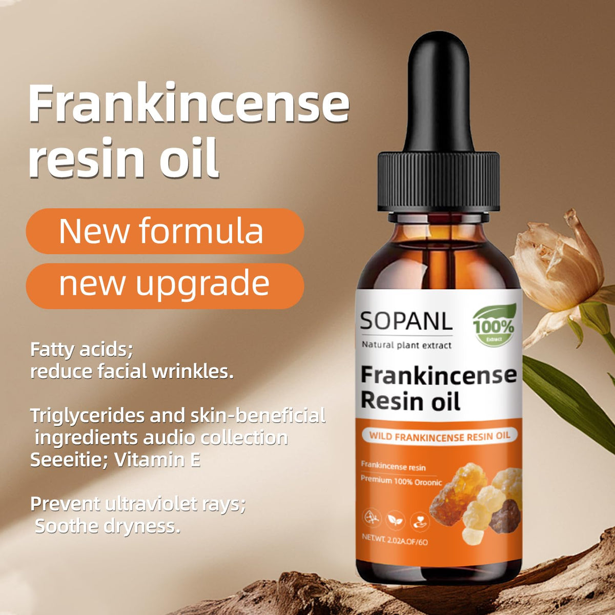 Generic Frankincense Resin Oil hydration scene showing dewy, plump skin effect.