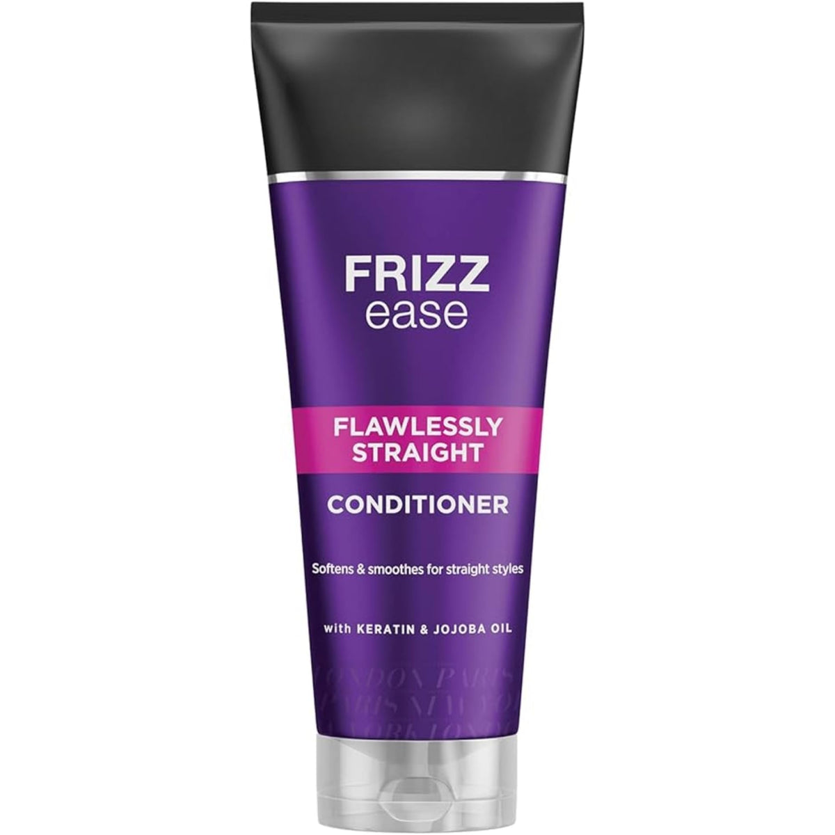 Generic Frizz Ease conditioner bottle for silky straight styling and frizz control.