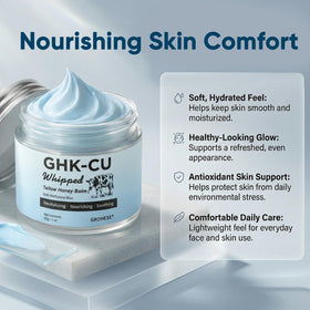 GHK-CU peptide cream texture swatch for a non-greasy finish.
