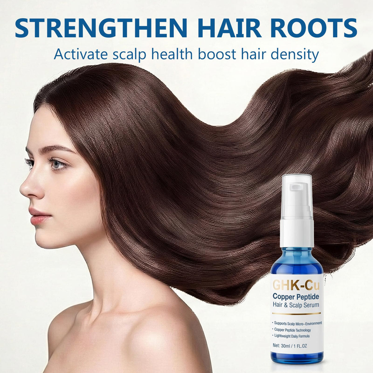 Generic GHK-Cu serum with pump shows quick, non-greasy absorption for daily use.