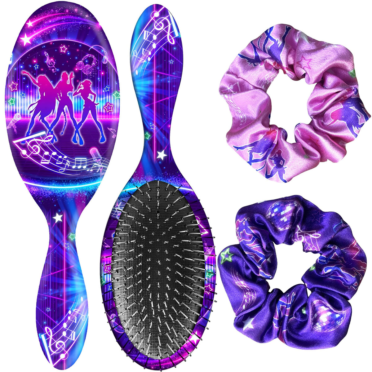 Generic Girls Hair Brush Set with Demon Theme paddle for painless detangling on wet or dry hair.