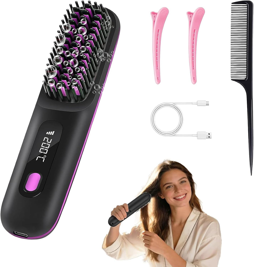 Generic Go Brush Pro compact cordless design enables easy travel styling.