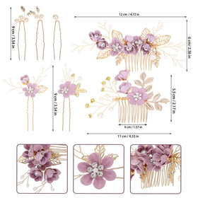 Generic gold-accent floral clip adds vintage charm to bridesmaid styles.