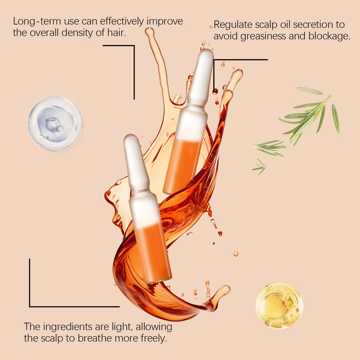 Generic Hair Growth Ampoules fragrance-free label highlighted for sensitive scalps.