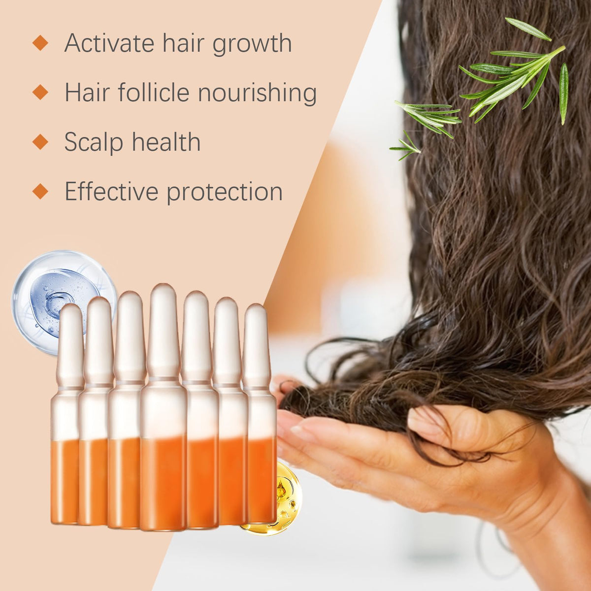 Generic Hair Growth Ampoules packaging flatlay emphasizing a full course and convenience.