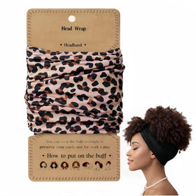Generic Hair Wrap front view in cheetah print protects curls overnight
