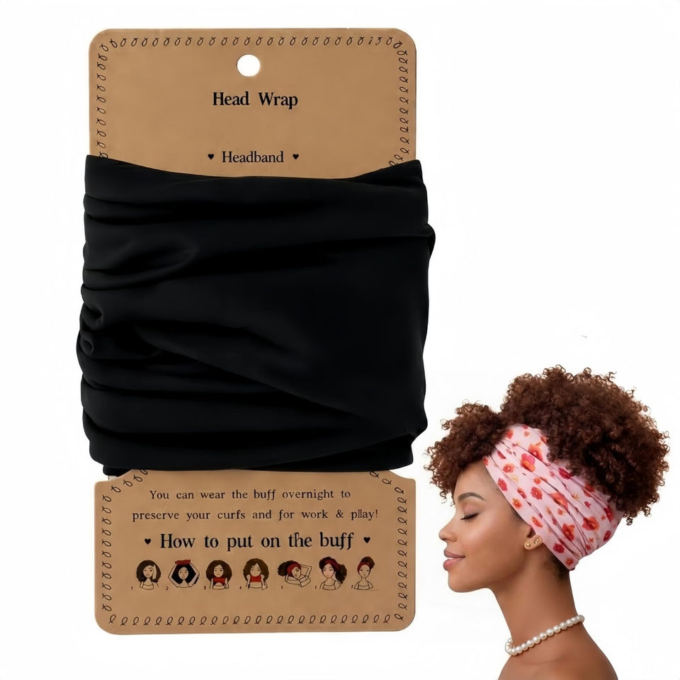 Generic Hair Wrap Curly Night Scarf in matte black preserves lift and curl definition overnight.