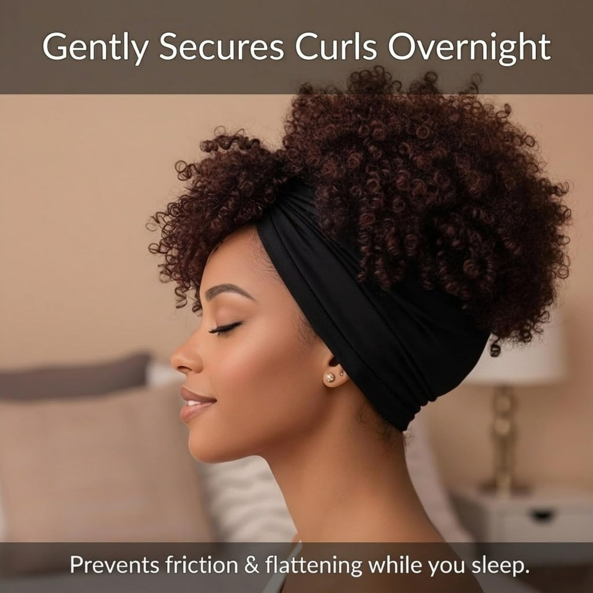 Generic Hair Wrap Extra-wide coverage supports thick curls without slipping during rest.