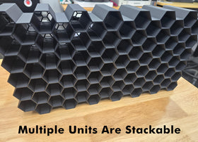 Generic HexRacks hexagon design emphasizes compact footprint and easy access.