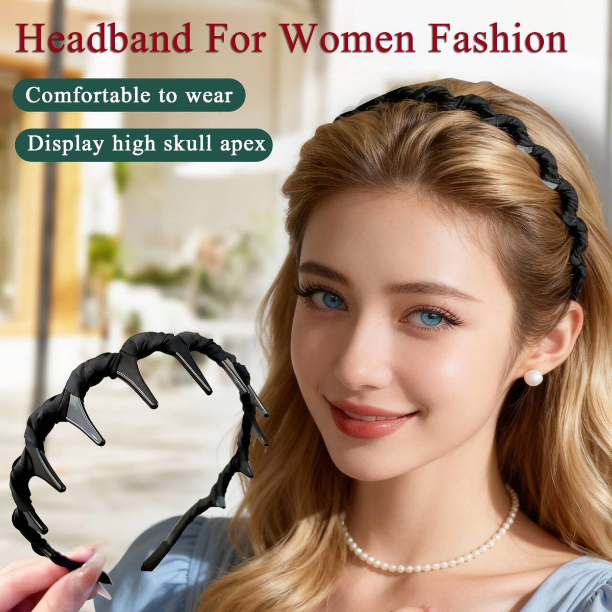 Generic high cranium headband lifts hair for a fuller look