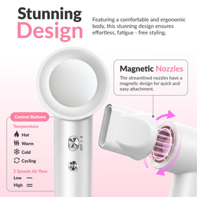 Generic High-Speed Hair Dryer features a 160,000 RPM brushless motor for fast drying.