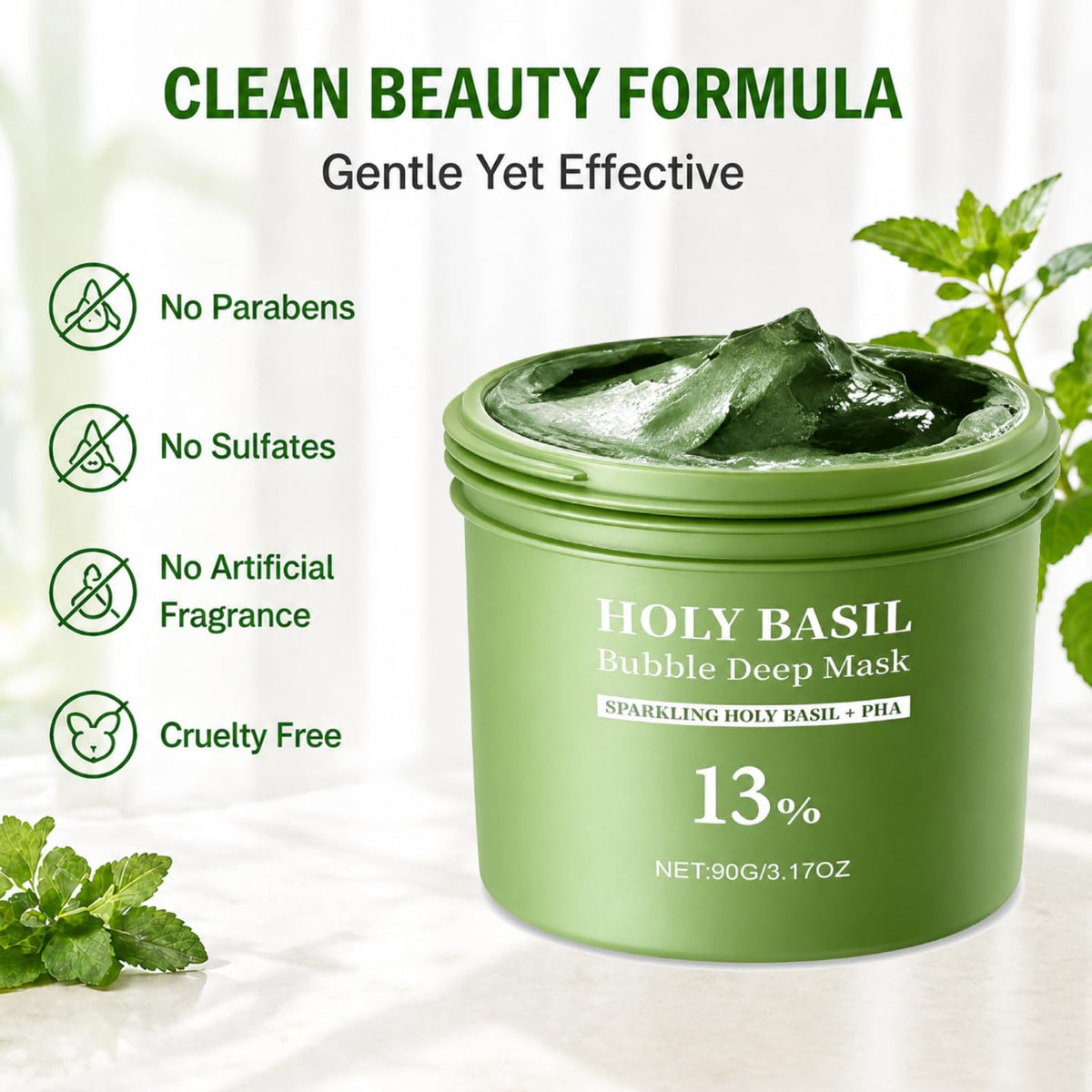 Generic Holy Basil Bubble Deep Mask ready for your routine.