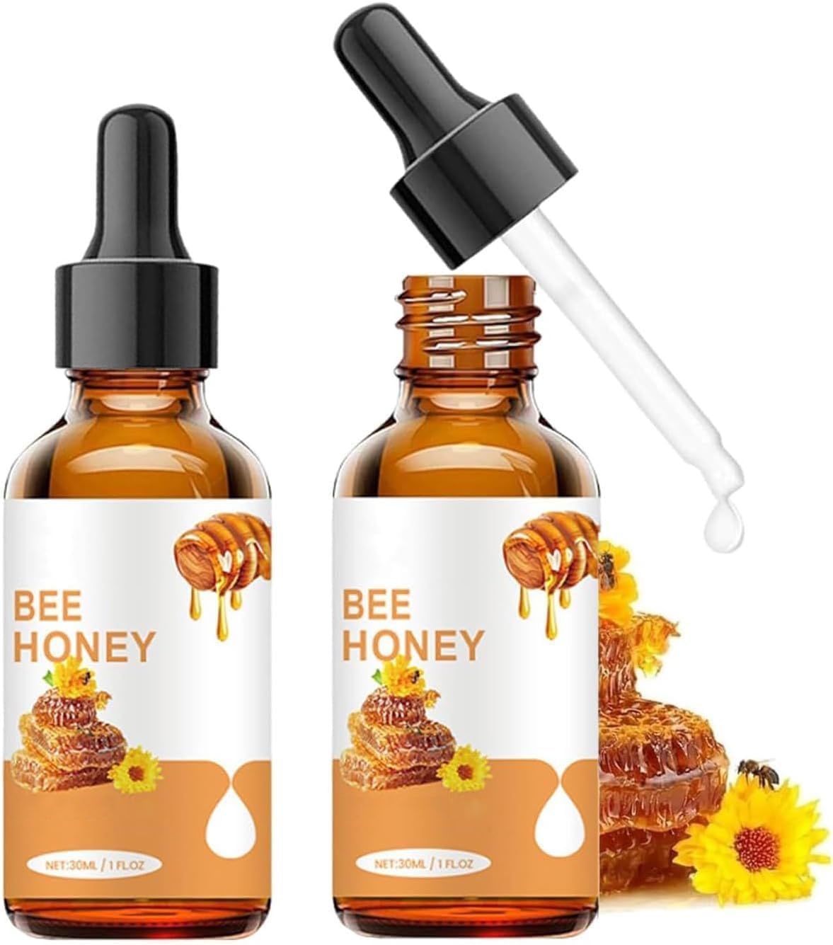 Generic Honey Eye Care bottle close-up; soothing eye drops.
