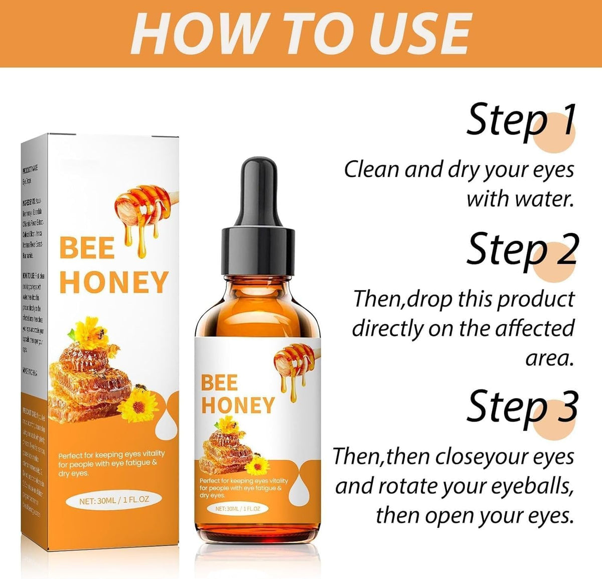 Generic Honey Eye Care features bee honey ingredient for natural nourishment.