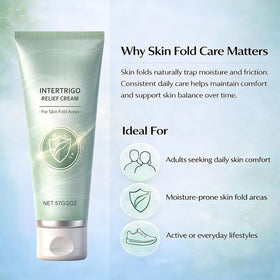 Generic Intertrigo Relief Cream display emphasizes moisture barrier benefits for skin folds