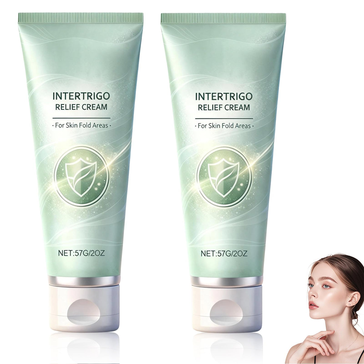 Generic Intertrigo Relief Cream on inner thigh area for moisture management