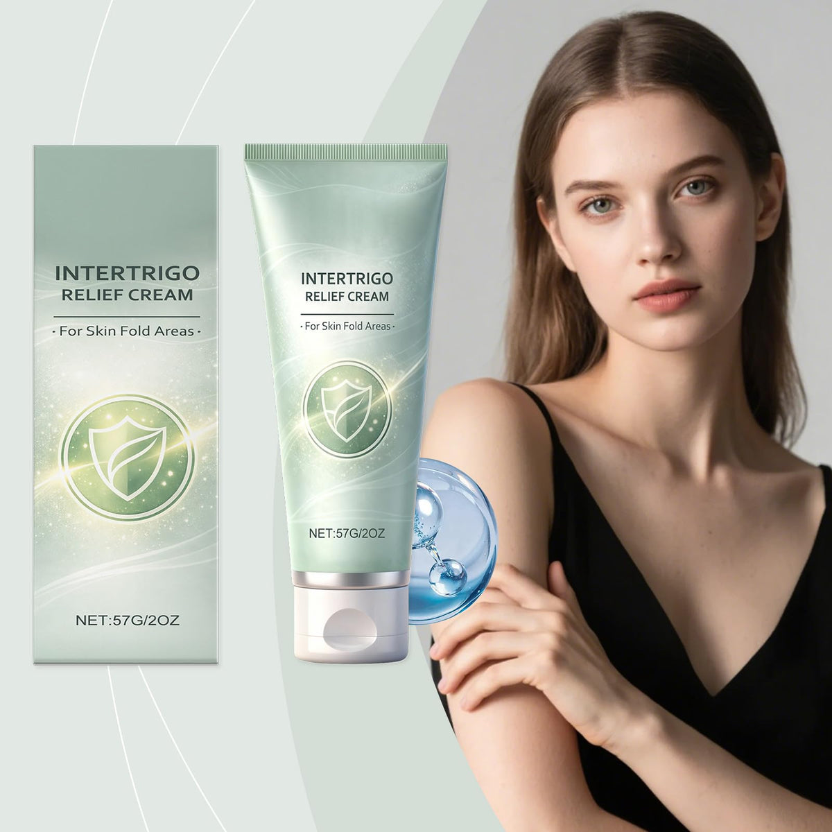 Generic Intertrigo Relief Cream tube demonstrates easy application for friction-prone zones
