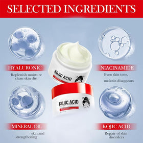 Generic Kojic Acid Cream application shows smooth texture for targeted spot care.