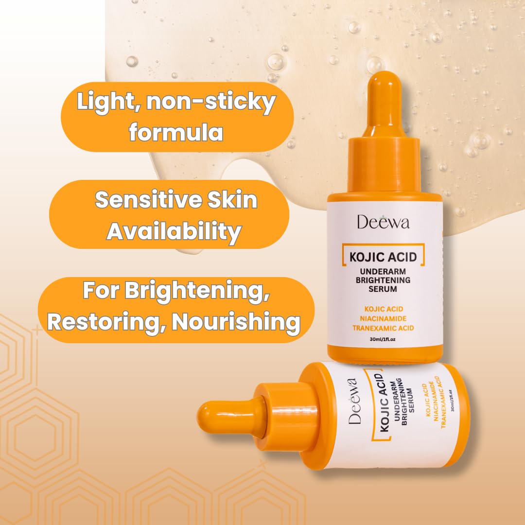 Generic Kojic Serum texture close-up showing lightweight, non-greasy absorption.