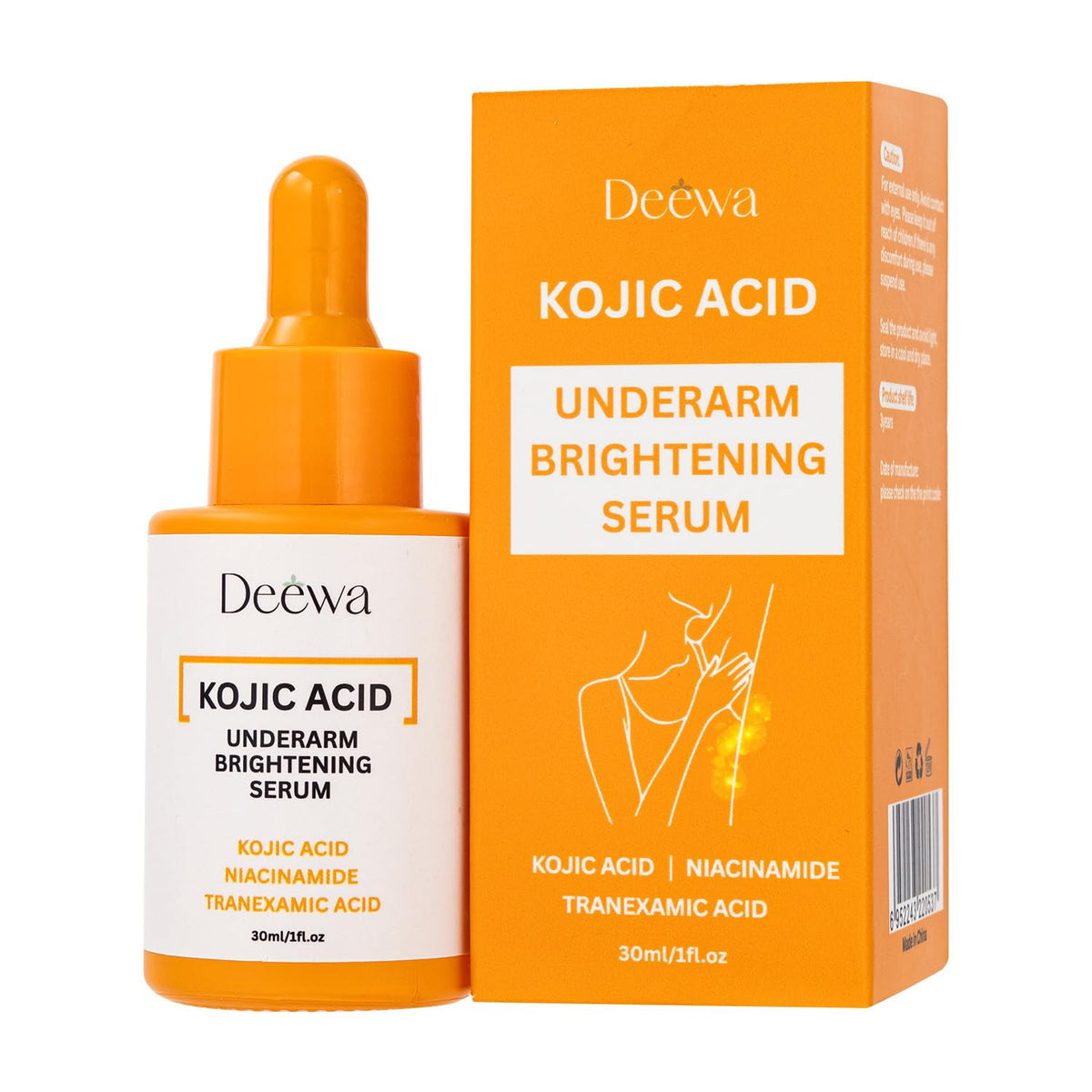 Generic Kojic Underarm Serum bottle promotes brighter, more even skin tone.