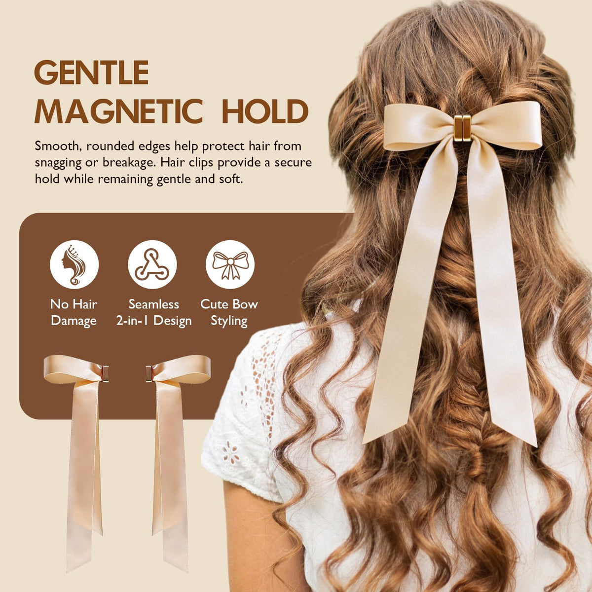 Generic Magnetic Bow Clip 2-in-1 blends elegance with hold.