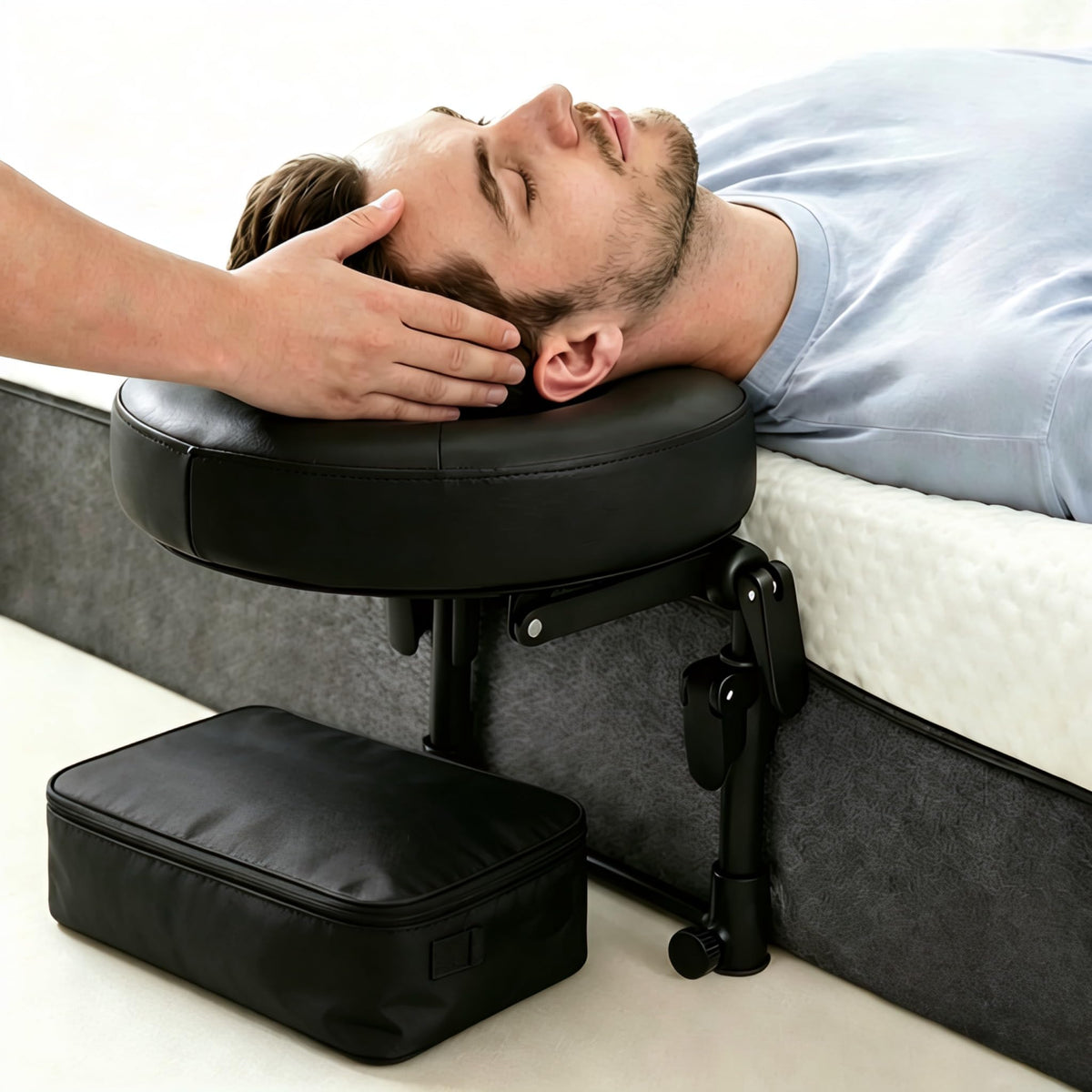 Generic Massage Headrest for Bed with adjustable height provides precise head support.