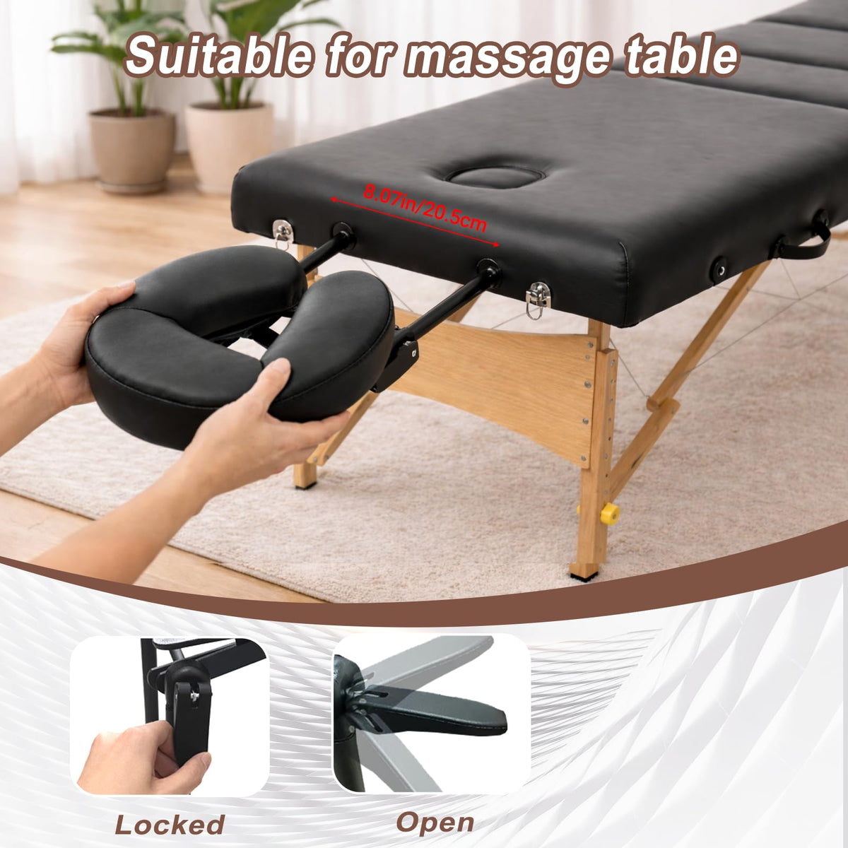 Generic Massage Headrest for Bed dual-lock system enhances stability during sessions.