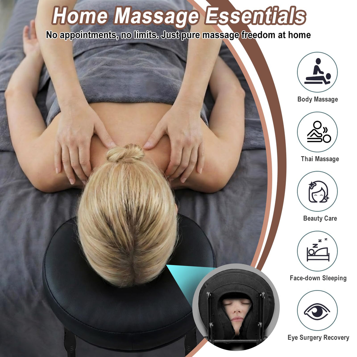Generic Massage Headrest for Bed folds flat for easy storage and travel.