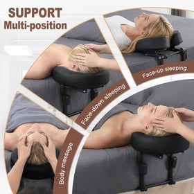 Generic Massage Headrest for Bed shows 180-degree tilt for comfortable facial positioning.