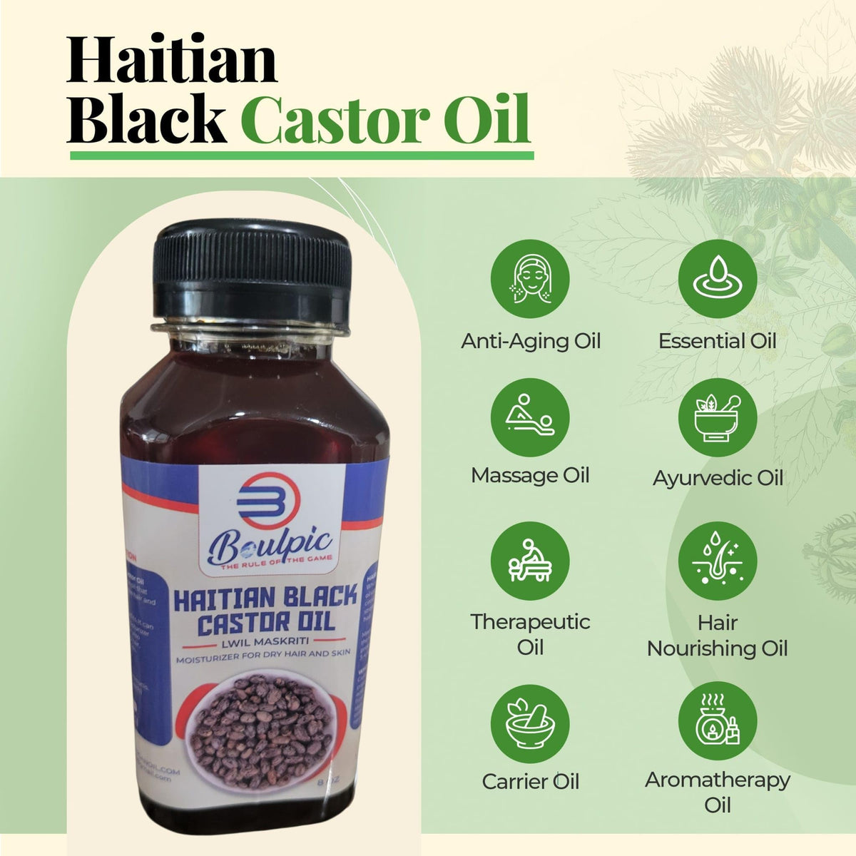 Generic Meme Haitian Black Castor Oil scalp massage for healthy-looking roots.