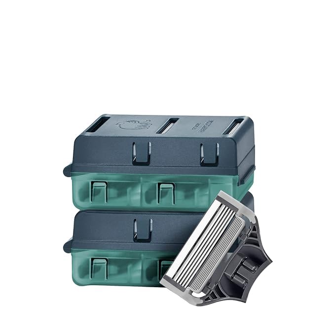Generic men's razor refills 8-count showcasing sharp 5-blade system for a close shave.