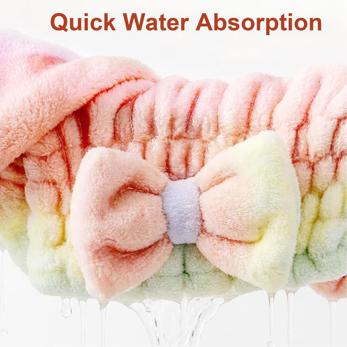 Generic microfiber towel wrap on head dries hair and reduces heat styling.
