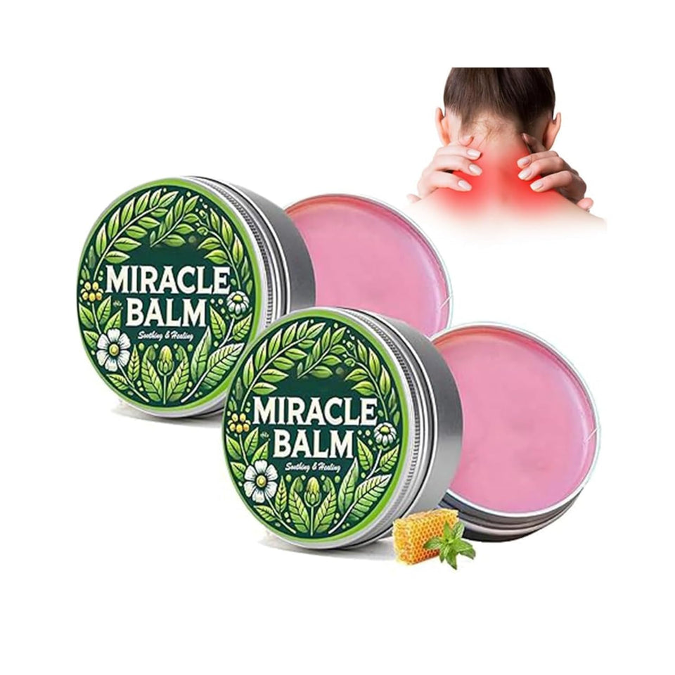Generic Miracle Balm bottle shown for veins, highlighting a natural formula for daily comfort.