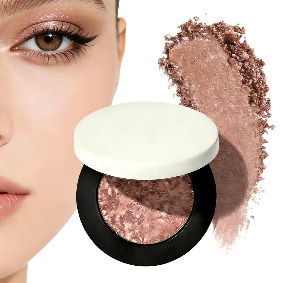 Generic multicolor eyeshadow palette open with swirl, showing color-shift effect for dramatic looks.