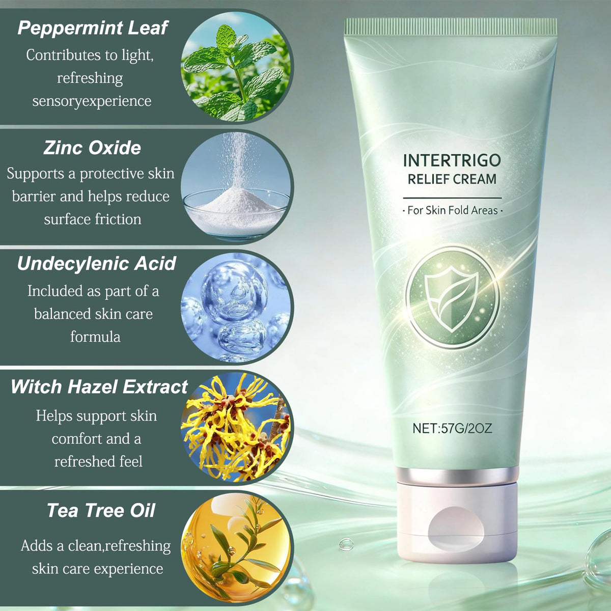 Non-greasy formula with zinc oxide leaves skin feeling smooth after application.