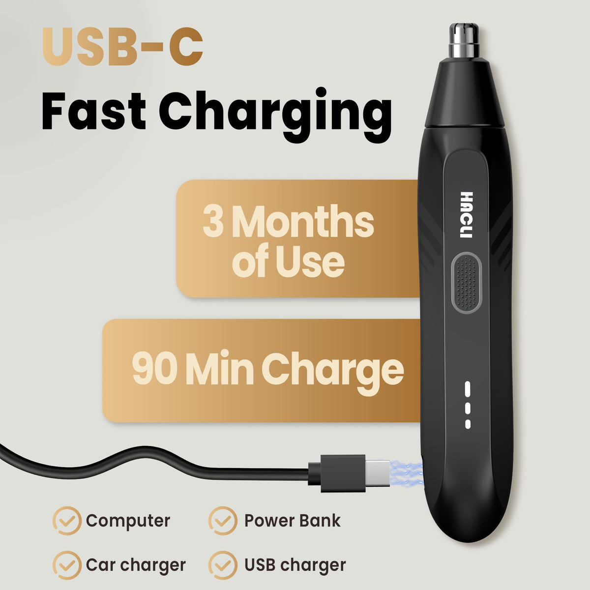 Generic Nose Hair Trimmer with replaceable head for long-term maintenance