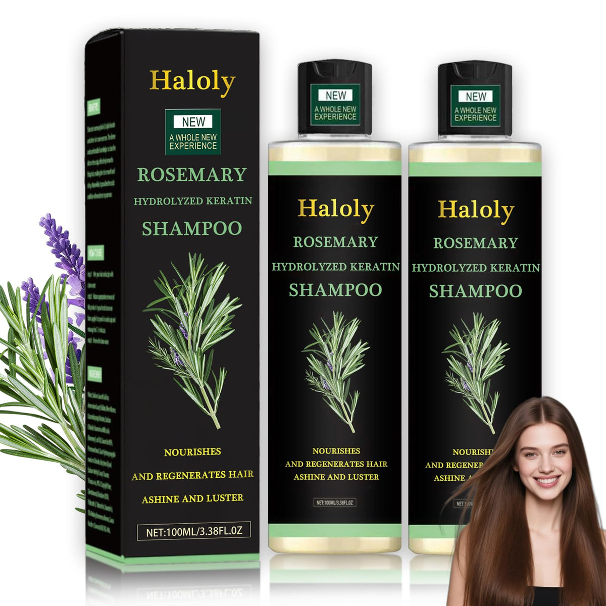 Generic Rosemary Hair Growth Shampoo bottle highlighting nourishing formula for stronger hair.