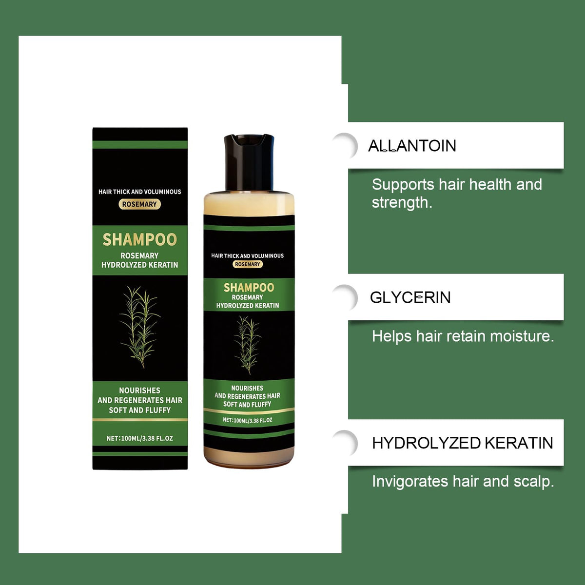 Generic Organic Rosemary Hair Growth Shampoo closeup shows soothing, scalp-friendly formula for daily use.