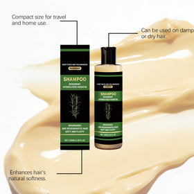 Generic Organic Rosemary Hydrolyzed Keratin Ingredients panel highlights strengthening components.