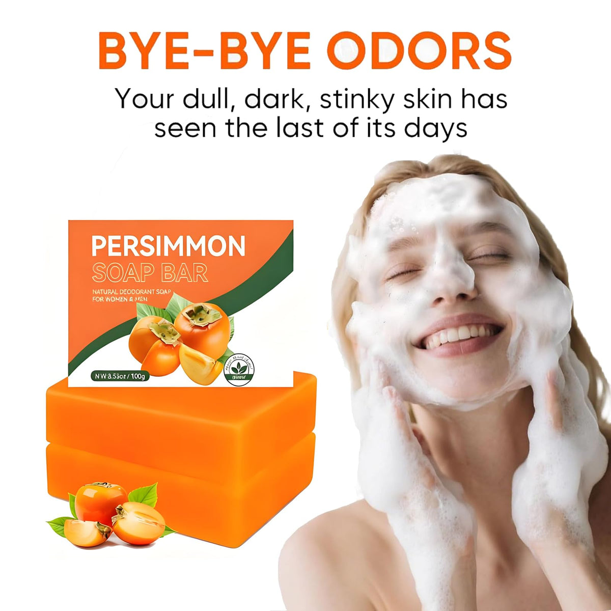 Generic Persimmon soap bar creates rich lather for face and body cleansing