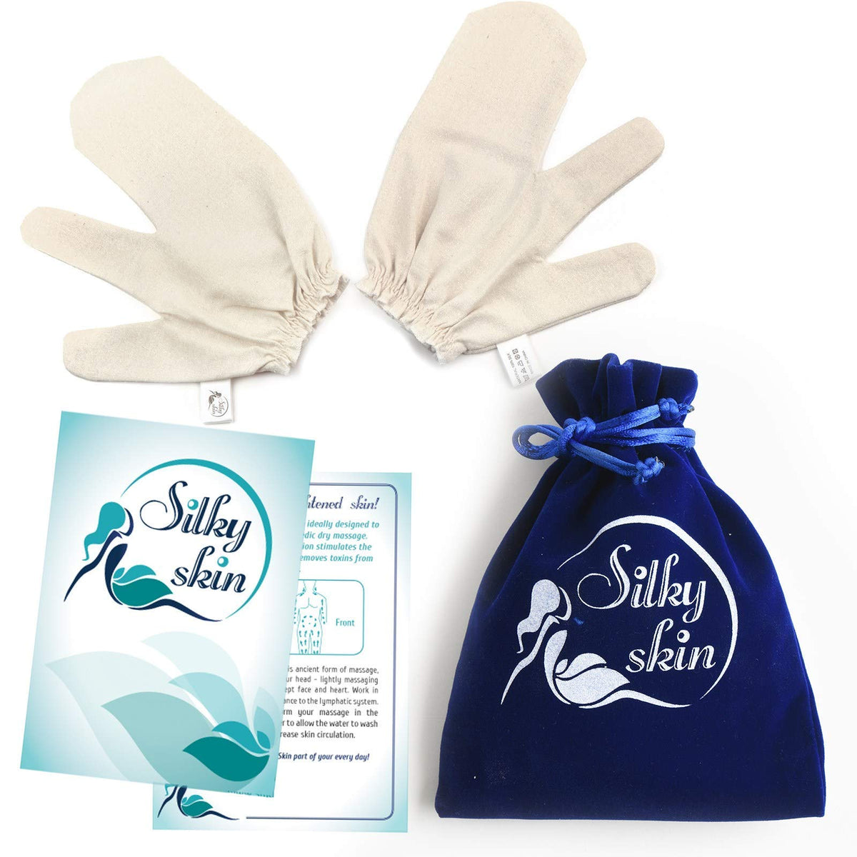 Generic Raw Silk Garshana Gloves front view for exfoliation and glow