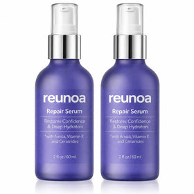 Generic Reunoa Bruise Defense Serum bottle closeup highlighting ceramide formula for hydration