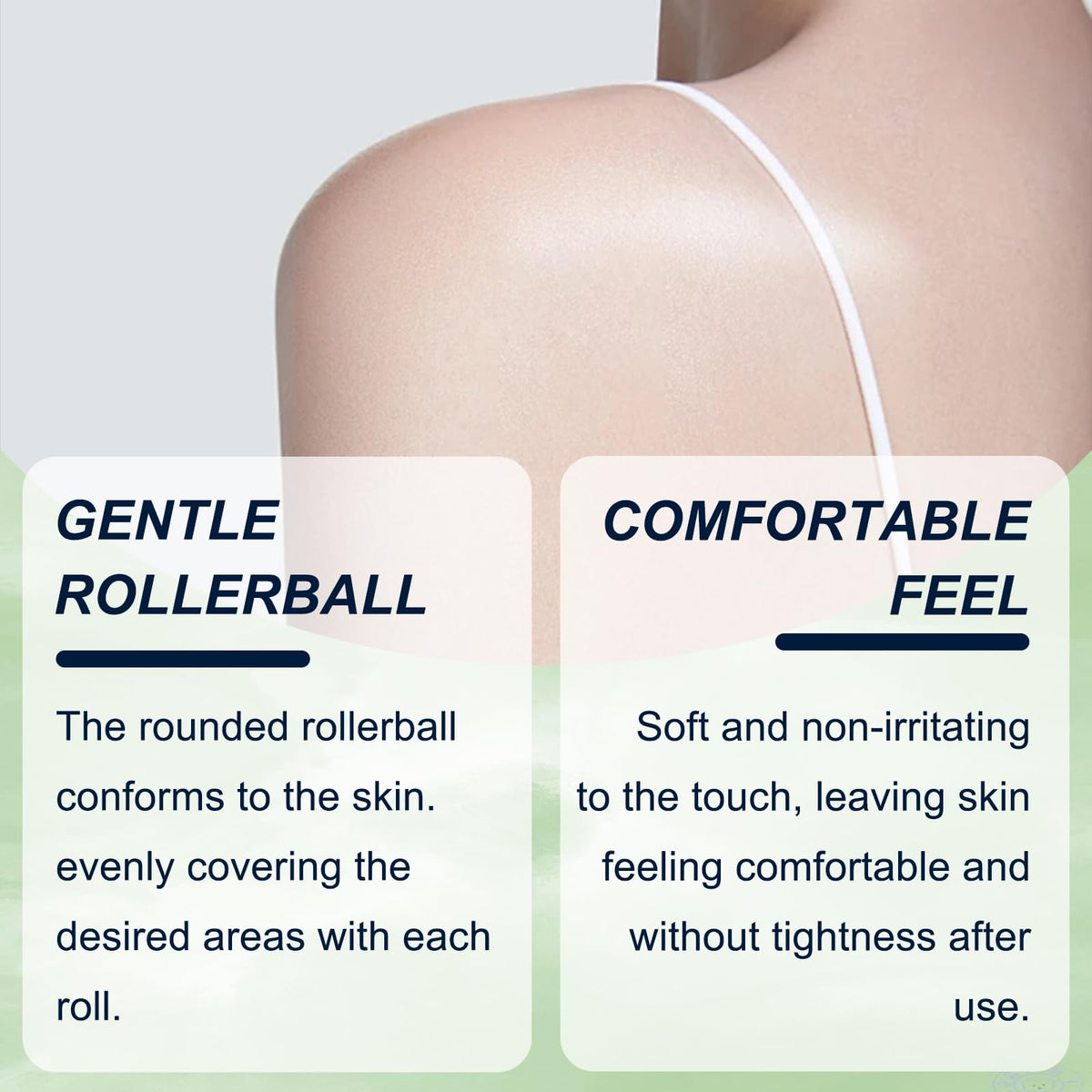 Generic roll-on applied on the neck showing gentle moisture.