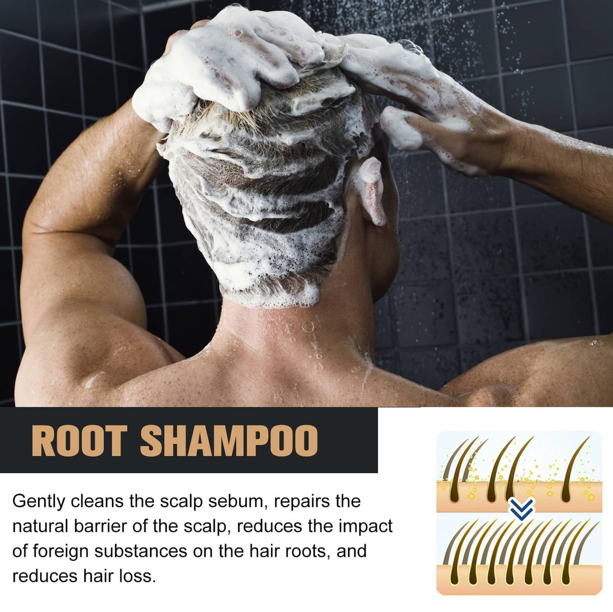 Generic Root Activator Shampoo dispenser designed for easy shower routine