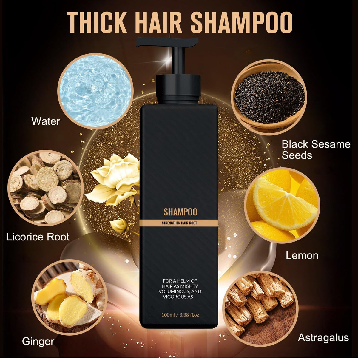 Generic Root Activator Shampoo label highlights natural ingredients