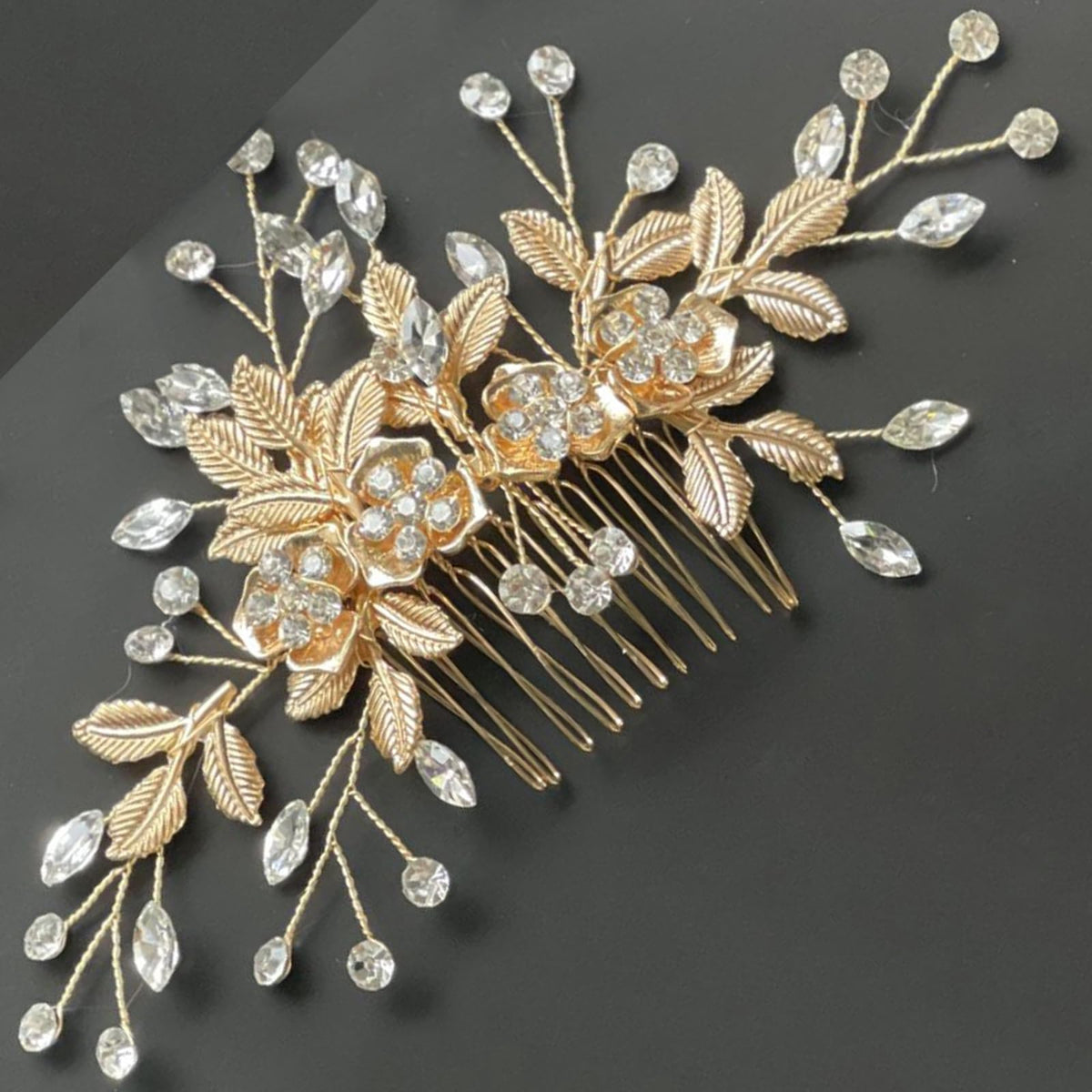 Generic Rose Gold Rhinestones closeup reveals sparkling detail for ethereal bridal styling