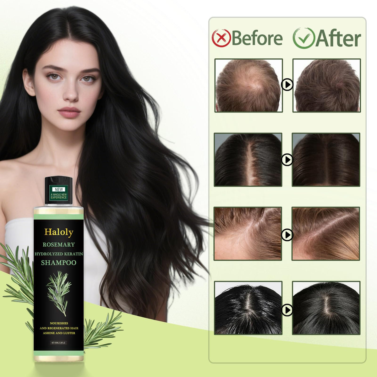 Generic Rosemary Hair Growth Shampoo lather closeup demonstrates gentle cleansing.